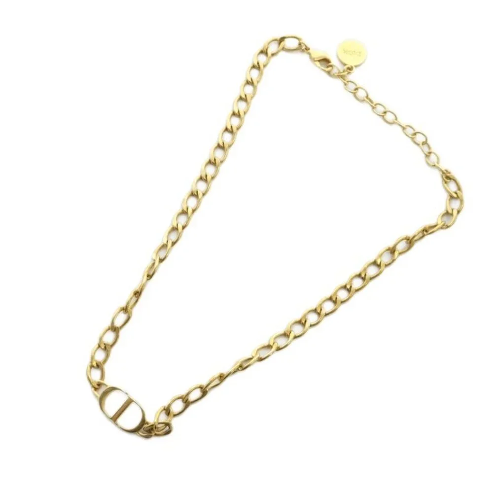 Christian Dior CD Logo Necklace Accessories Pendant GP Gold Color Gold GY18 - Picture 3 of 8